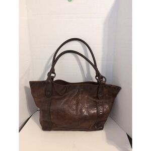 Frye Melissa Leather Satchel Tote‎ Bag Brown Cognac Distressed Style Medium